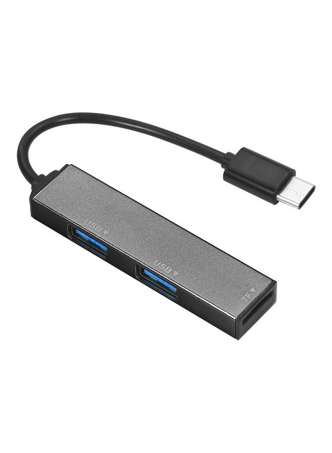 موزع 3 في 1 من Type-C إلى USB3.0 مع قارئ بطاقة TF فضي - Image 1