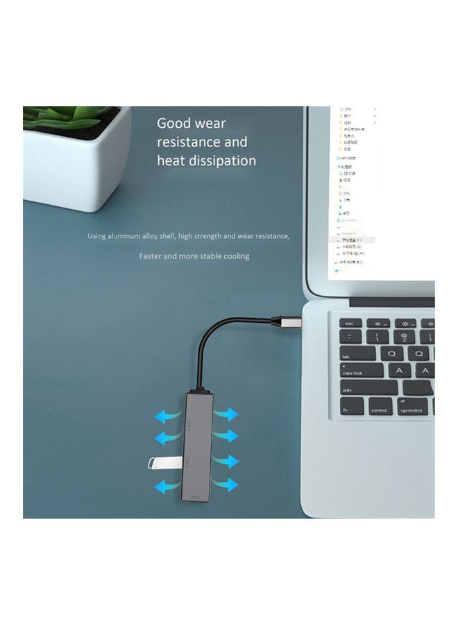 موزع 3 في 1 من Type-C إلى USB3.0 مع قارئ بطاقة TF فضي - Image 4