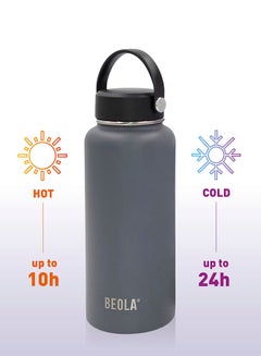 BEOLA Insulated Water Bottle With Straw Lava Grey  - Image 4