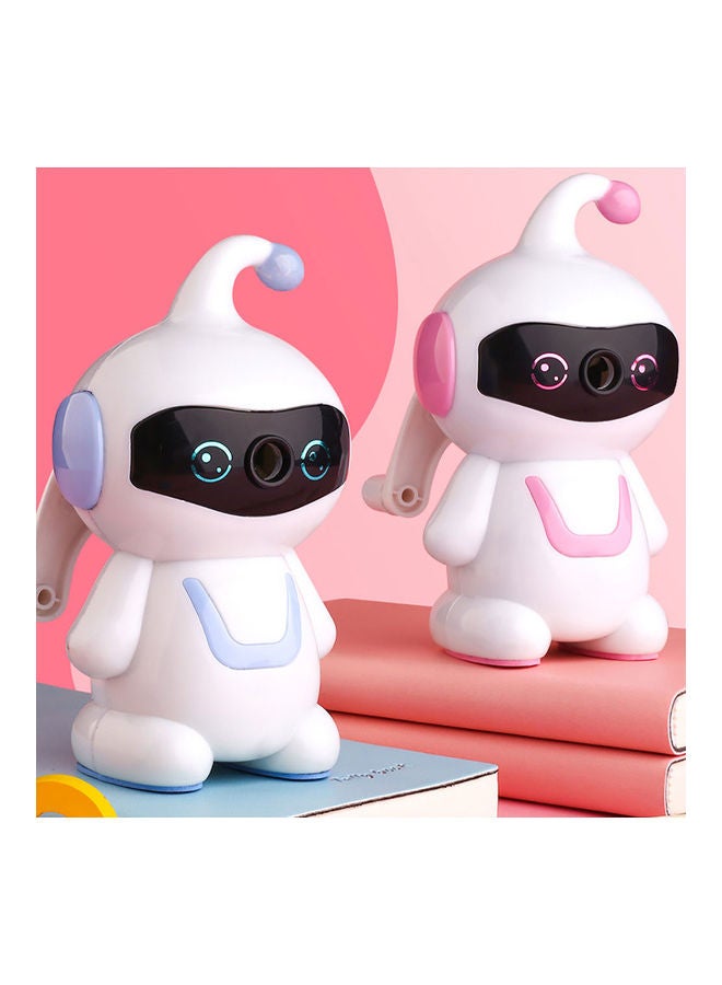 Generic - Robot Hand-Cranked Pencil Sharpener White/Blue - Image 1