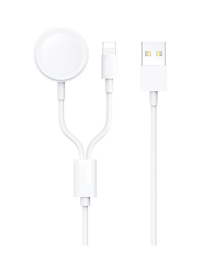2-In-1 Replacement iWatch And iPhone Fast Charging Cable White