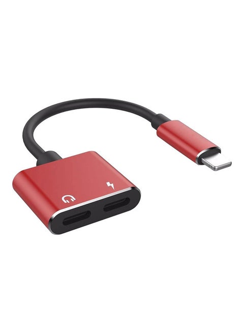 2 In 1 Lightning Audio Charging Adapter Red/Black