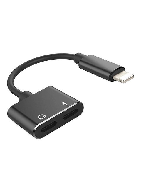 2 In 1 Lightning Audio Charging Adapter Black