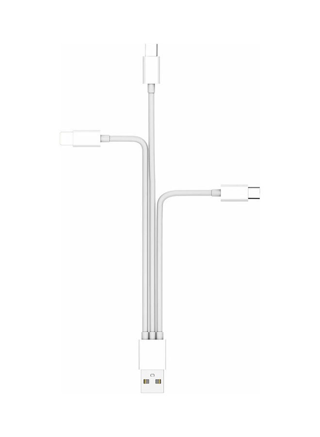 Generic - 3-In-1 USB To Micro With USB Type C And Lightning Charging Cable White - Image 1