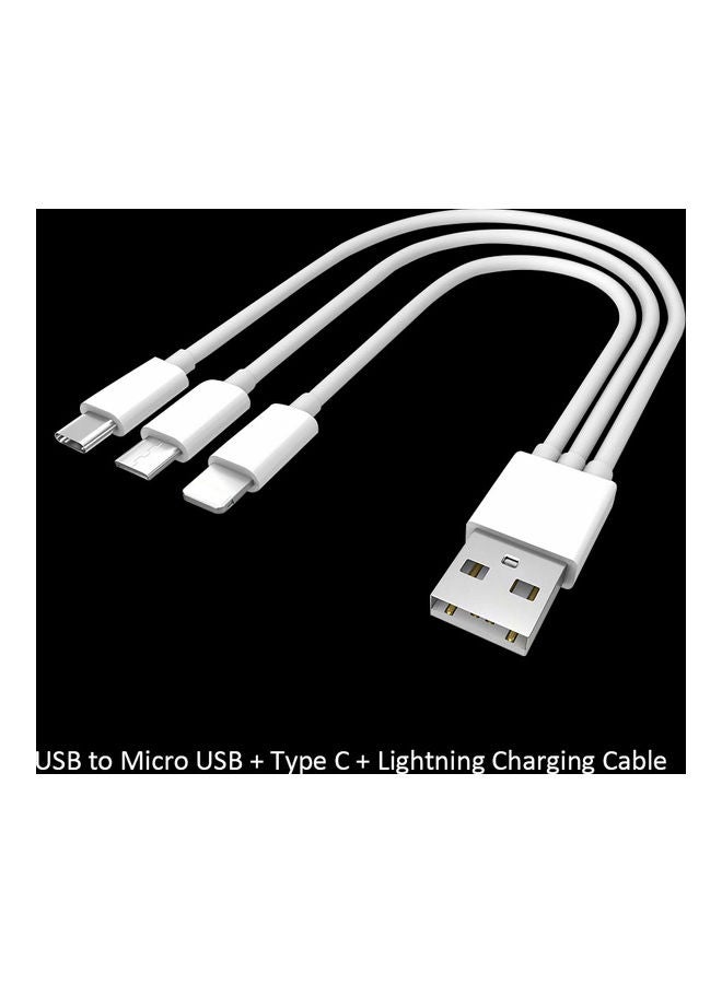 Generic - 3-In-1 USB To Micro With USB Type C And Lightning Charging Cable White - Image 1