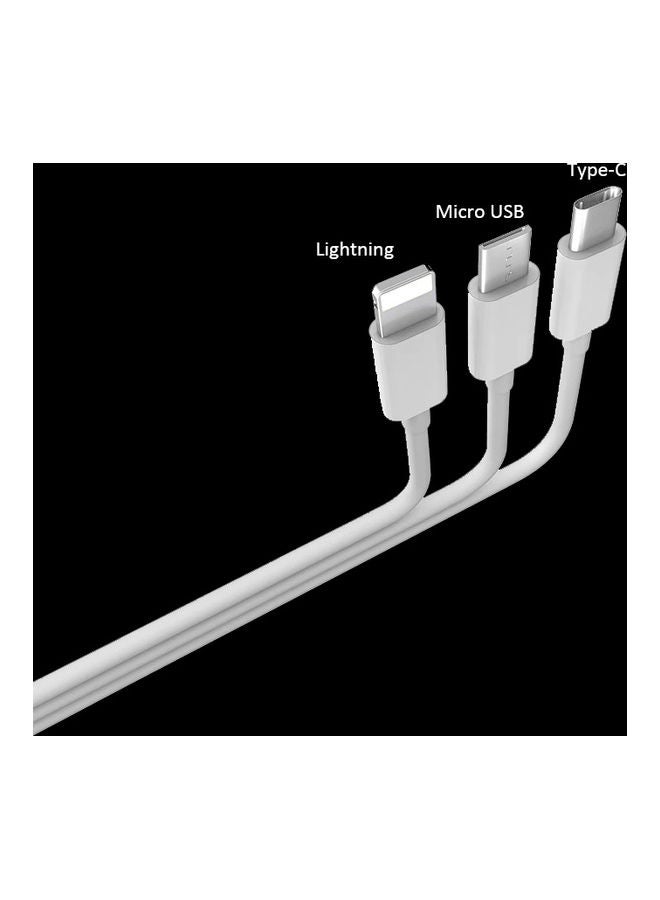 Generic - 3-In-1 USB To Micro With USB Type C And Lightning Charging Cable White - Image 1