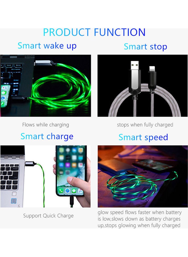 ماركة غير محددة كابل شحن بمنفذ Lightning ومنفذ مايكرو USB أخضر فاتح 