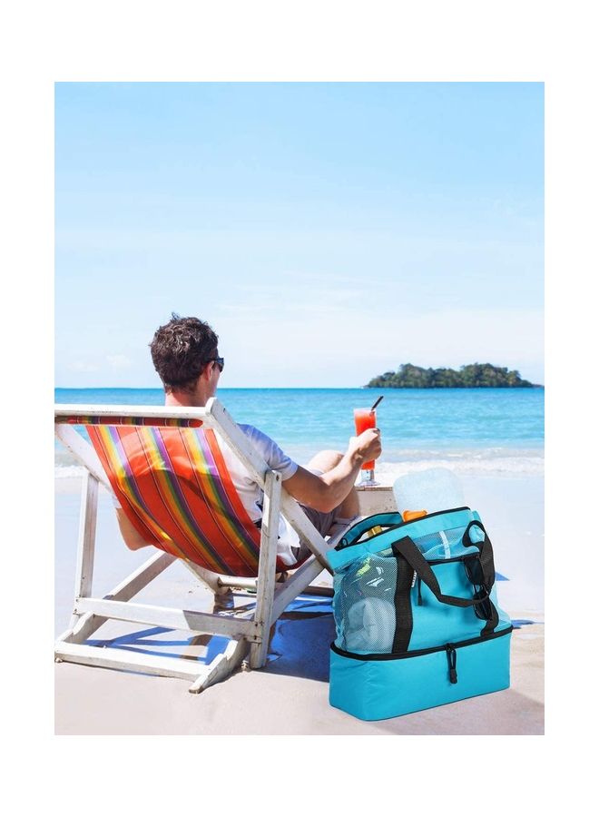 Mesh Beach Picnic Bag With Insulated Cooler Compartment