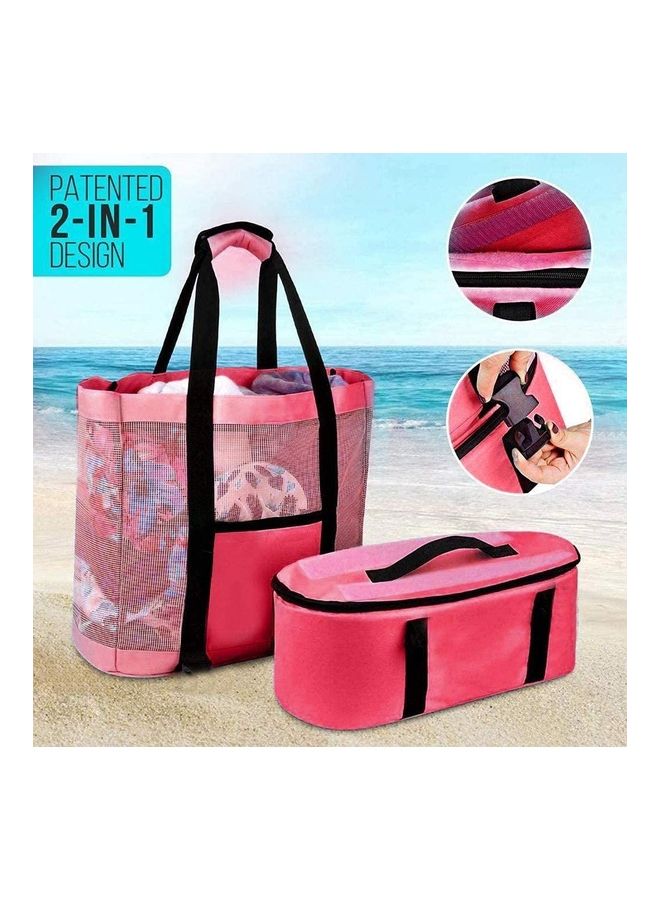 XiuWoo 2-In-1 Mesh Beach Picnic Bag With Insulated Cooler Compartment - Image 1