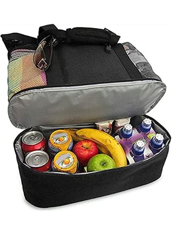 XiuWoo Mesh Beach Picnic Bag With Insulated Cooler Compartment  - Image 2