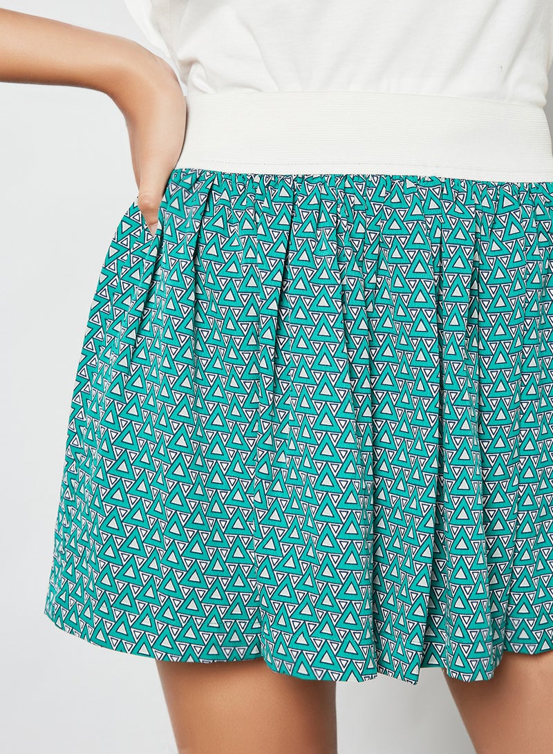 Aila - Polka Dot Pattern Midi Skirt Green Aop - Image 1