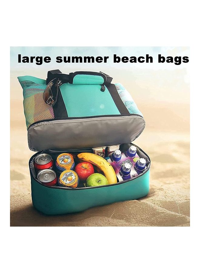 XiuWoo Mesh Beach Picnic Bag With Insulated Cooler Compartment  - Image 2