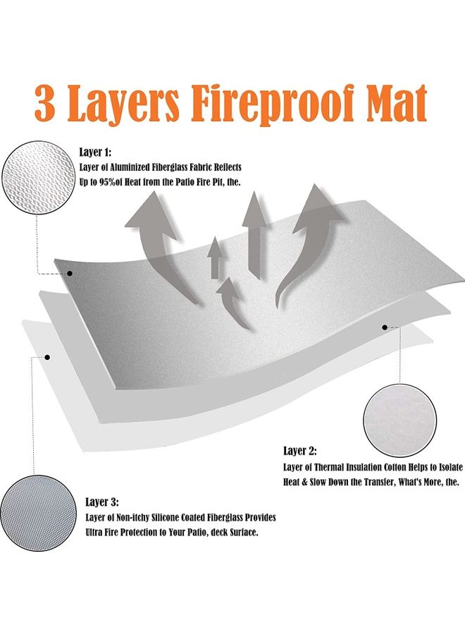 XiuWoo Round Fire Pit Deck Mat Protector Silver 38inch - Image 2