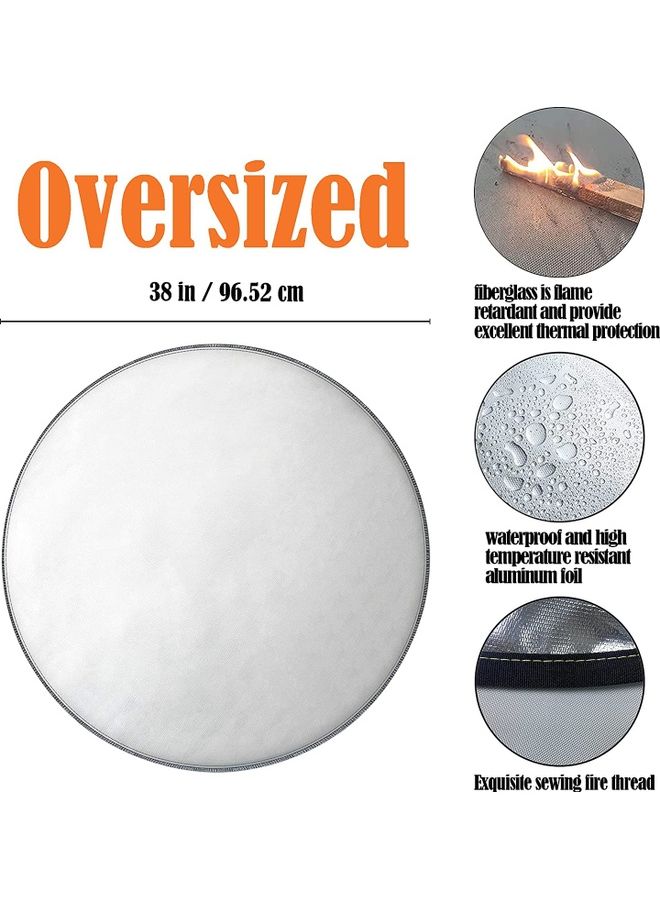 XiuWoo Round Fire Pit Deck Mat Protector Silver 38inch - Image 3