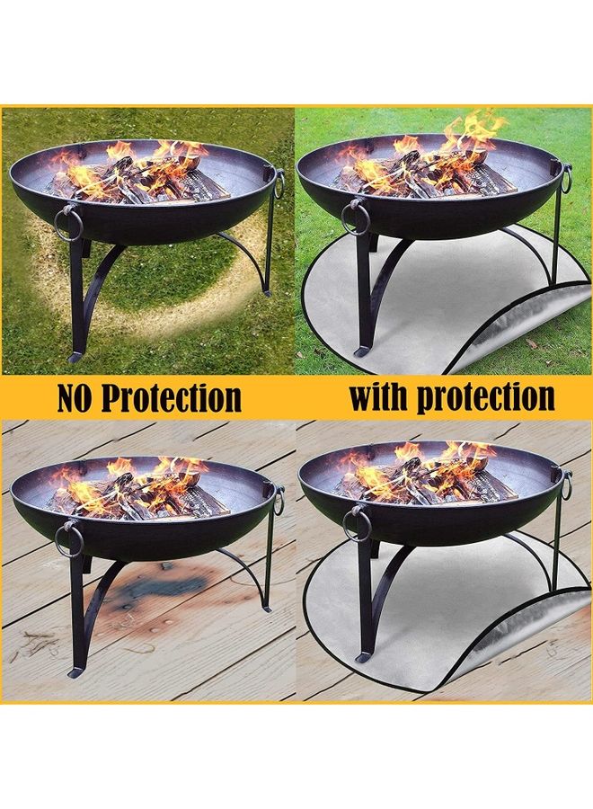 XiuWoo Round Fire Pit Deck Mat Protector Silver 38inch - Image 5