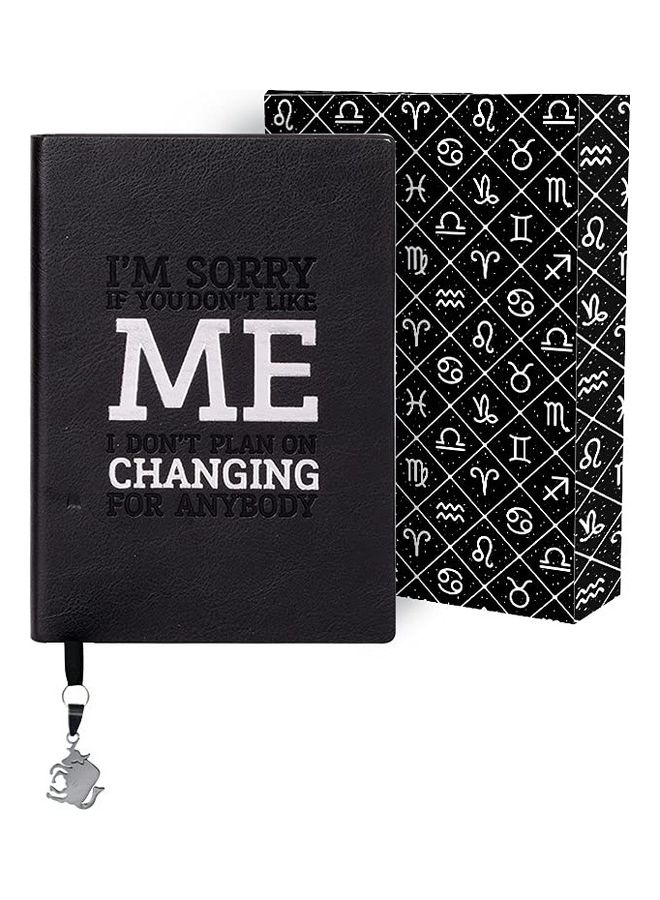 Zodiac Sign Taurus Quote Themed Printed Personal Diary With Holding Packet Black/White
