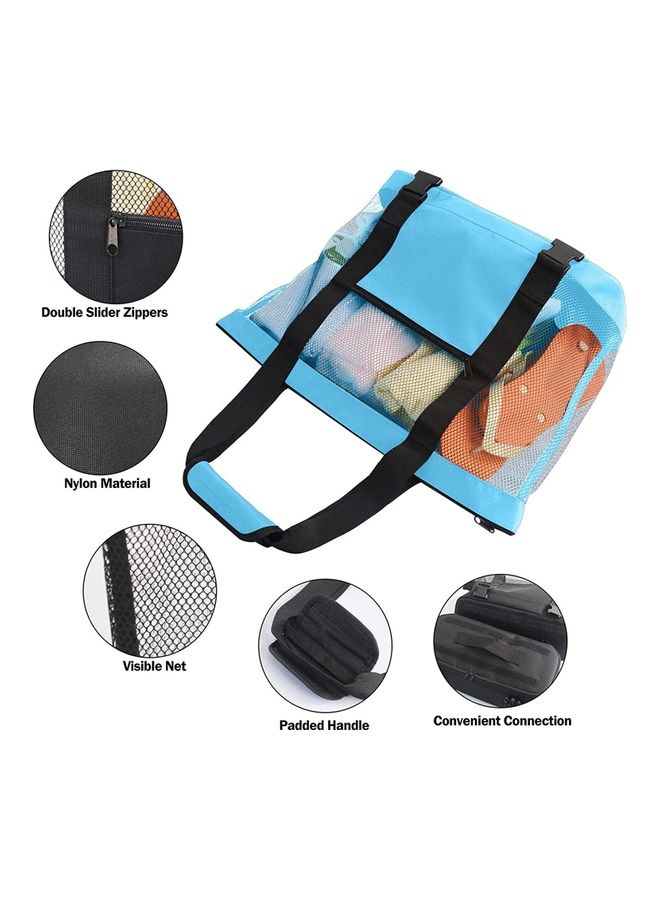XiuWoo - Mesh Beach Picnic Tote With Insulated Cooler Bag - Image 1