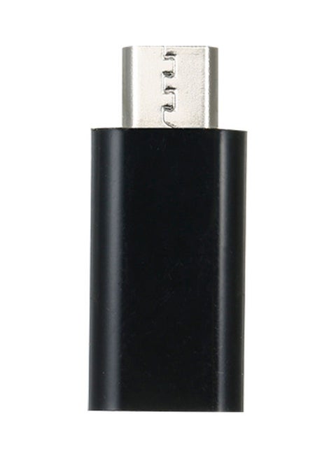 محول شحن ونقل بيانات من Type-C إلى مايكرو USB . أسود/فضي .