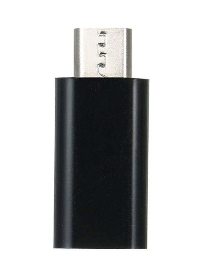 ماركة غير محددة - محول شحن ونقل بيانات من Type-C إلى مايكرو USB . أسود/فضي . - Image 1
