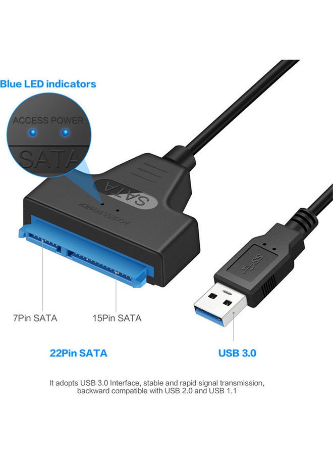 USB 2.0 To SATA Adapter Converter Cable 22Pin Drive Multicolour - Image 4