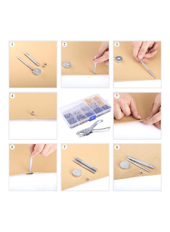 360-Piece 3 Sizes Leather Rivets Double Cap Metal Stud Set Multicolour - Image 3