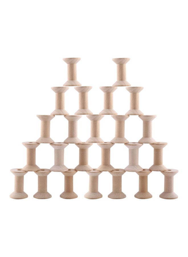Generic - 24-Piece Wooden Empty Thread Spool Set Brown - Image 1