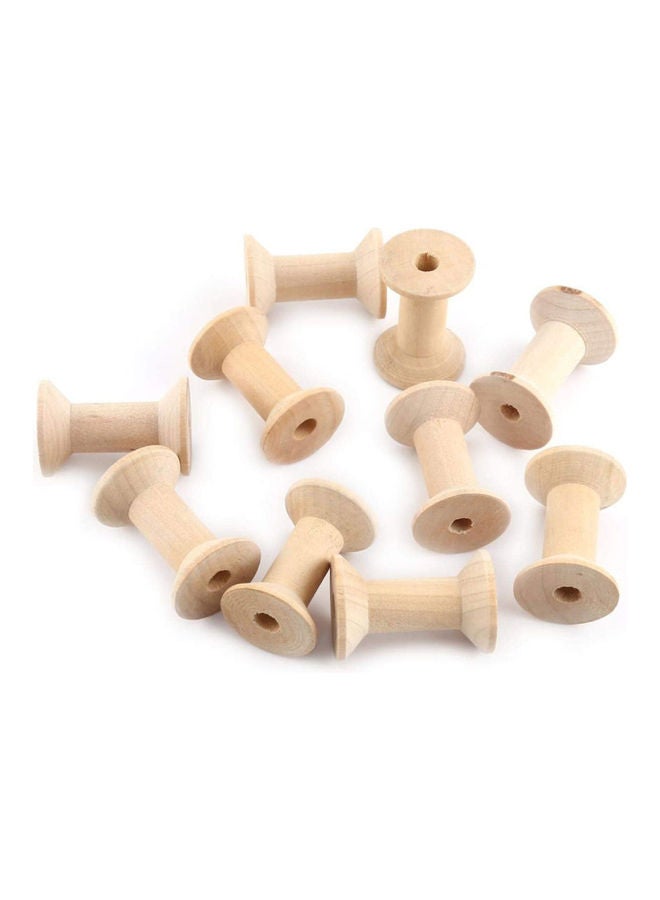 Generic - 24-Piece Wooden Empty Thread Spool Set Brown - Image 1