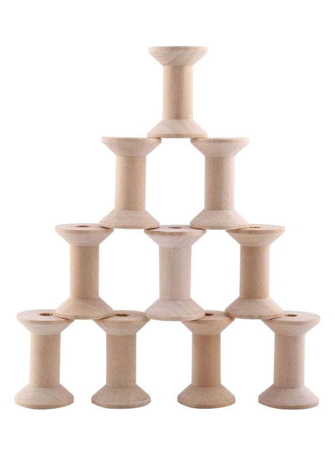 Generic - 24-Piece Wooden Empty Thread Spool Set Brown - Image 1
