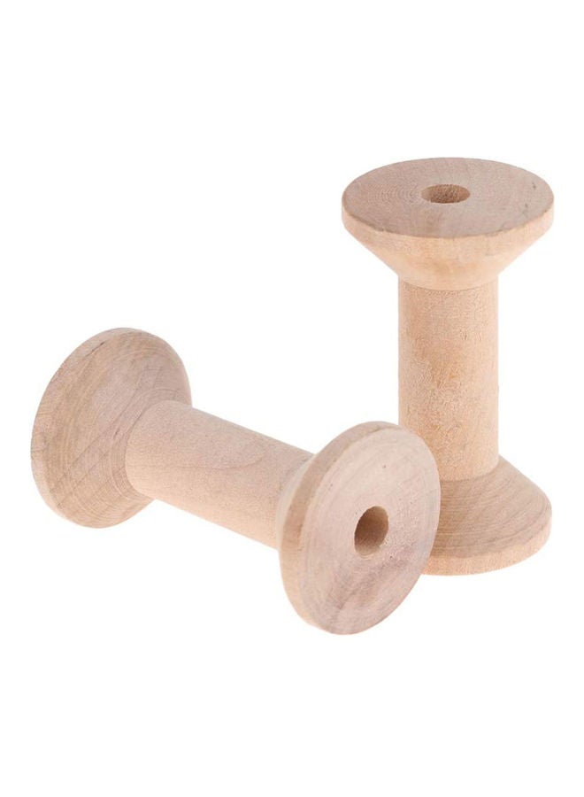 Generic - 24-Piece Wooden Empty Thread Spool Set Brown - Image 1