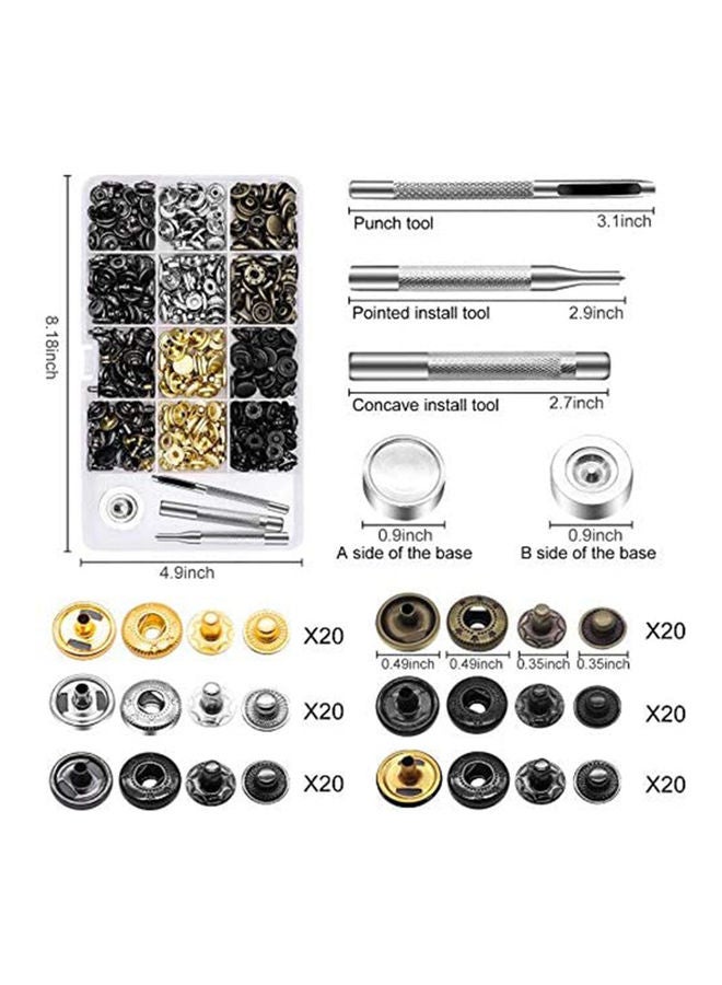 240-Piece Leather Rivets Double Cap Stud Set Multicolour  - Image 3