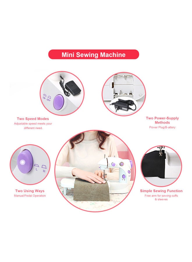 Generic Portable Electric Mini Sewing Machine White/Purple  - Image 2