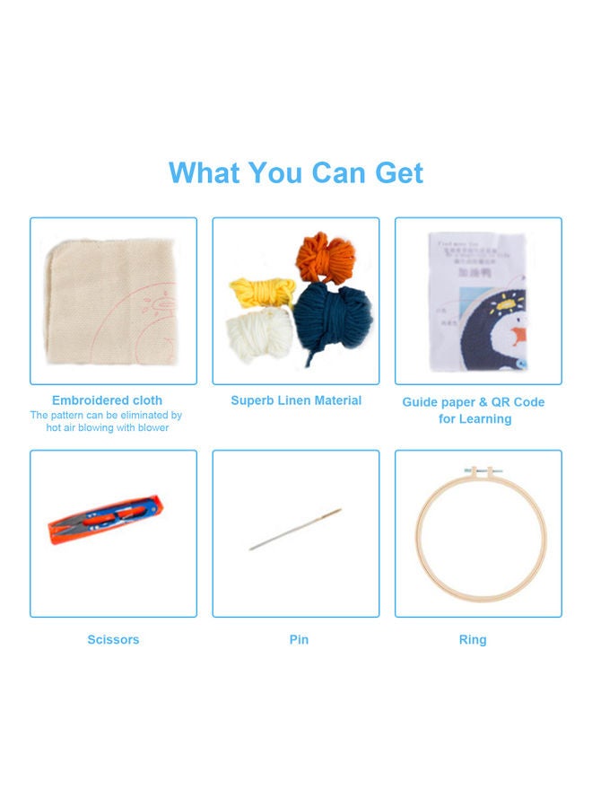 DIY Embroidery Material Kit With Hoop Multicolour  - Image 2