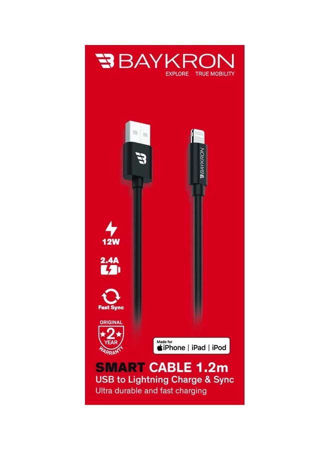 Baykron USB A To Lightning Cable Black  - Image 2