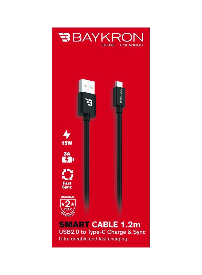 Baykron - USB 2.0 To USB Type C Cable Black - Image 1