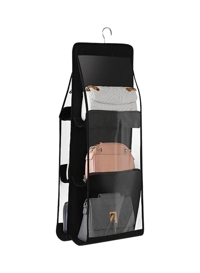 6-Pocket Wardrobe Hanging Handbag Organizer Black/Clear  - Image 1