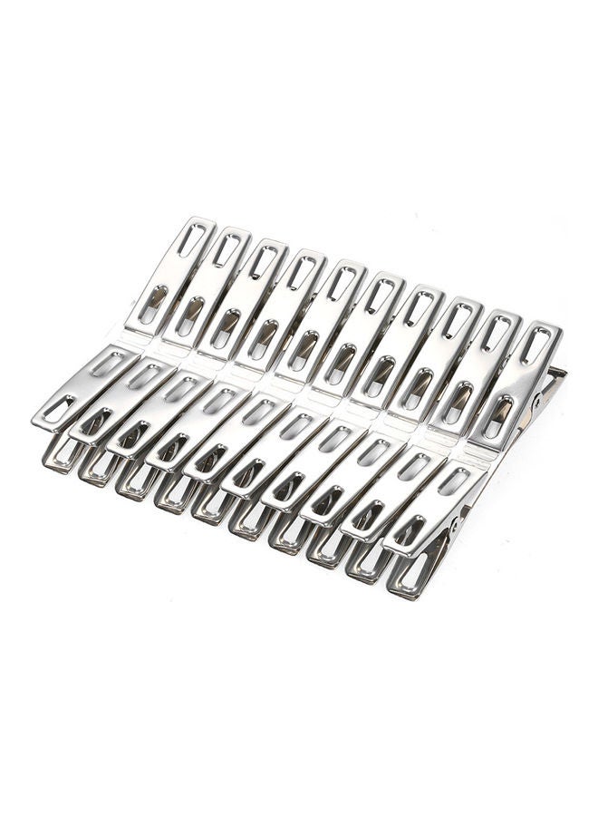 20-Piece Stainless Steel Clothespin Set Silver - Image 3