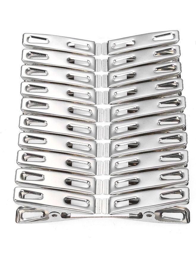 20-Piece Stainless Steel Clothespin Set Silver - Image 2