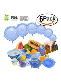 6 Pieces Reusable Kitchen Tools Bowl Cover Pan Lid -Premium Stretch Silicone Lids- Stretch Silicone Bowl Lid Blue - v1627728625/N49564894A_1