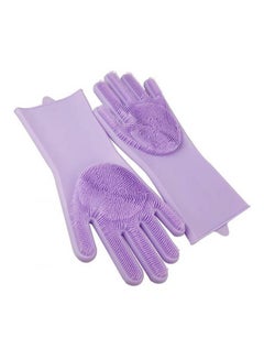 Generic Heat Resistant Non-Slip Waterproof Durable Silicone Dishwashing Gloves For Fruit And Vegetable Cleaning Purple 