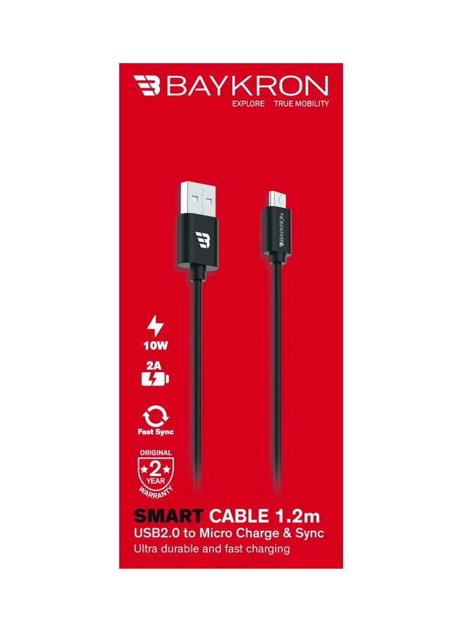 Baykron - USB 2.0 To Micro USB Cable Black - Image 1