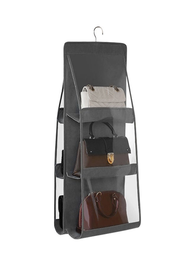 6-Pocket Wardrobe Hanging Handbag Organizer Grey/Clear  - Image 1