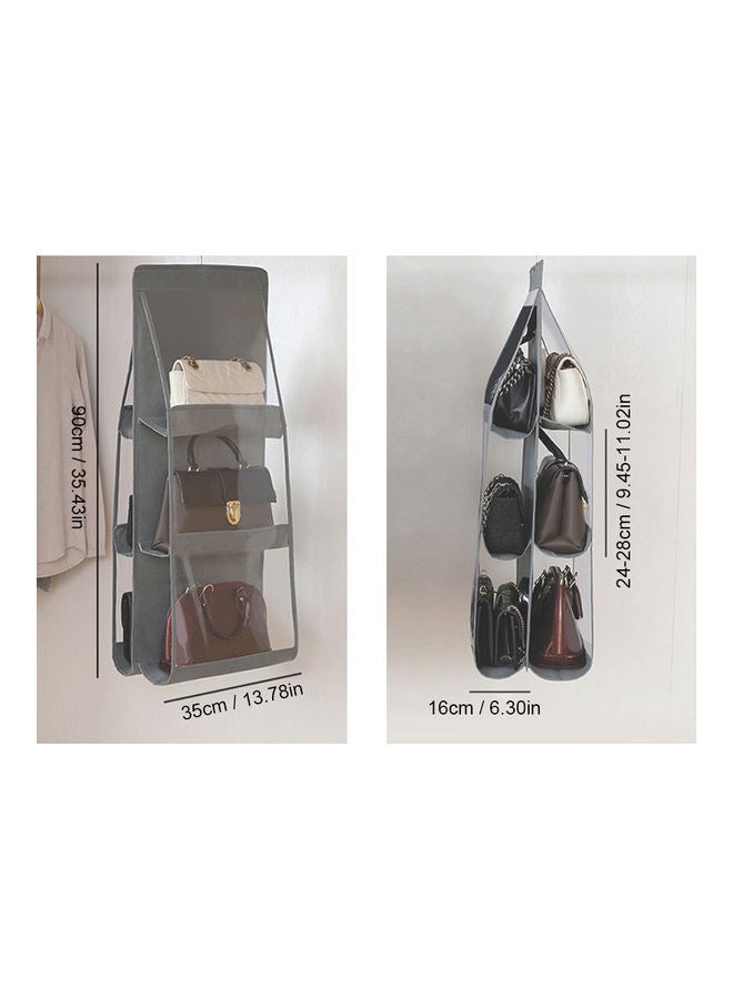 6-Pocket Wardrobe Hanging Handbag Organizer Grey/Clear  - Image 3