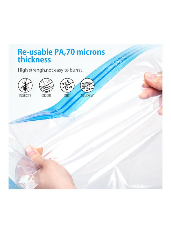 10-Piece Vacuum Storage Bag With Hand Pump Clear/Blue - Image 2