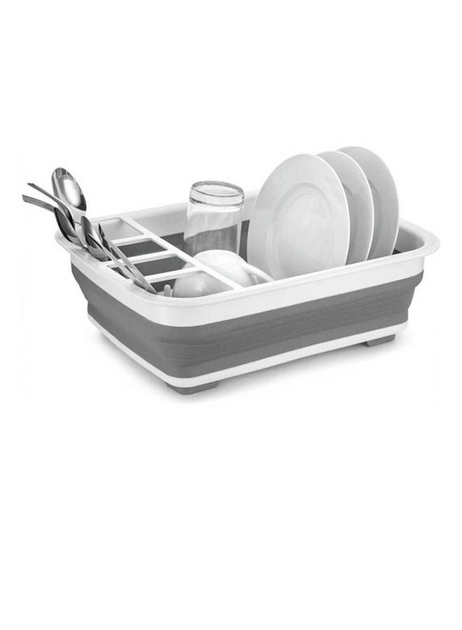 Easy Storage Collapsible Dish Rack And Drainer With Cutlery Holder Grey - Image 1