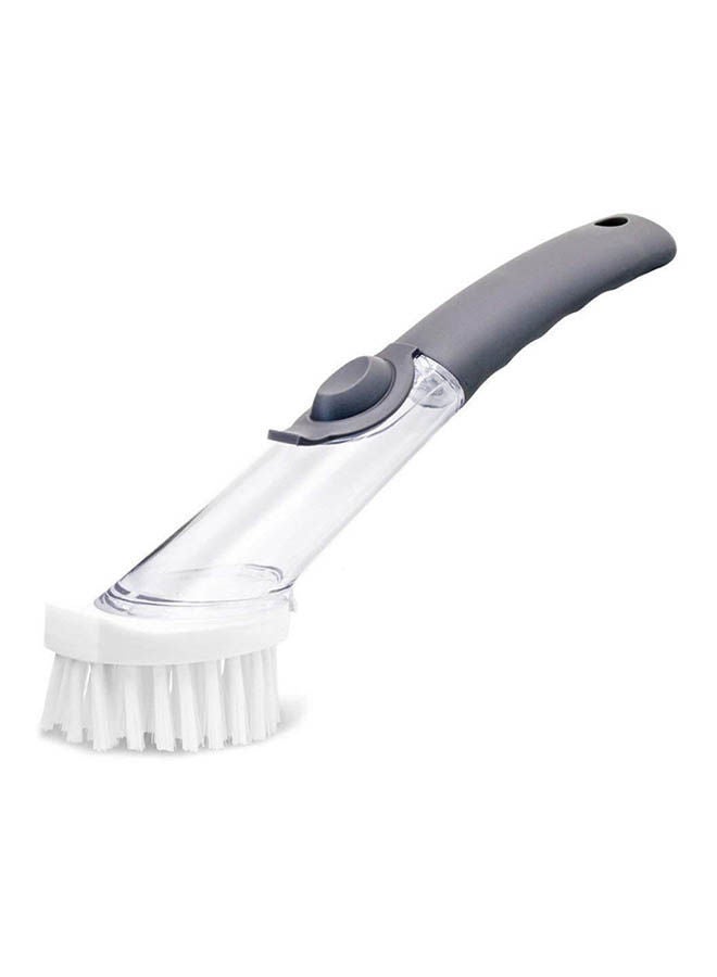 فرشاة أطباق وفرشاة تنظيف وصابون لتنظيف المطبخ مع فرشاة تنظيف بمقبض طويل لتنظيف حوض المطبخ ووعاء الشواء أبيض - Image 1