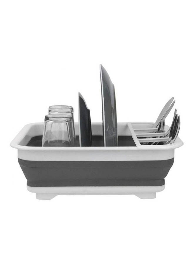 Easy Storage Collapsible Dish Rack And Drainer With Cutlery Holder Grey - Image 2