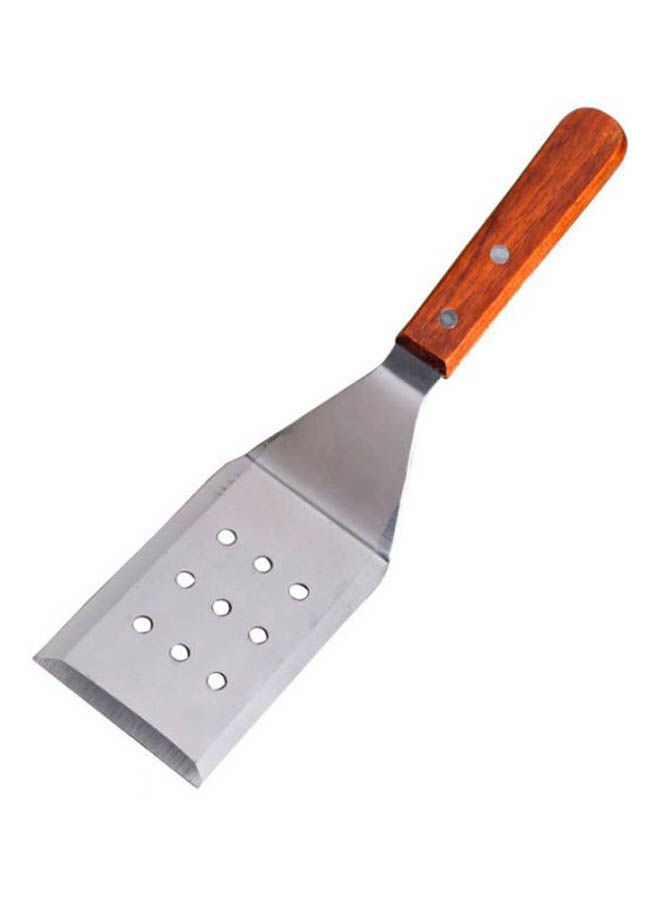 Bbq Grill Spatula Perforated Turner Kitchen Cooking Utensil Wooden Handle Cutting Edge Set Of 1 Brown