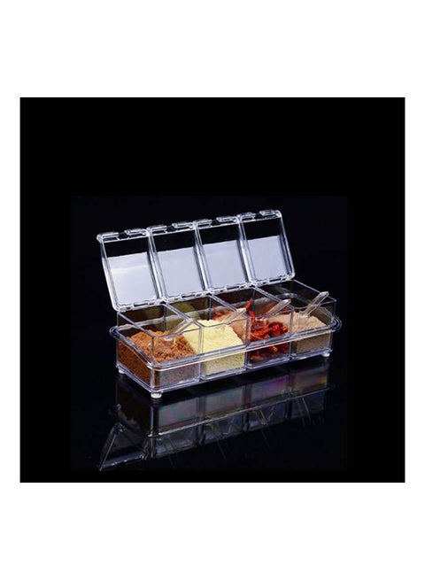 Set Of 4 Home Acrylic Spice Container Jar Condiment Dispenser Salt Clear