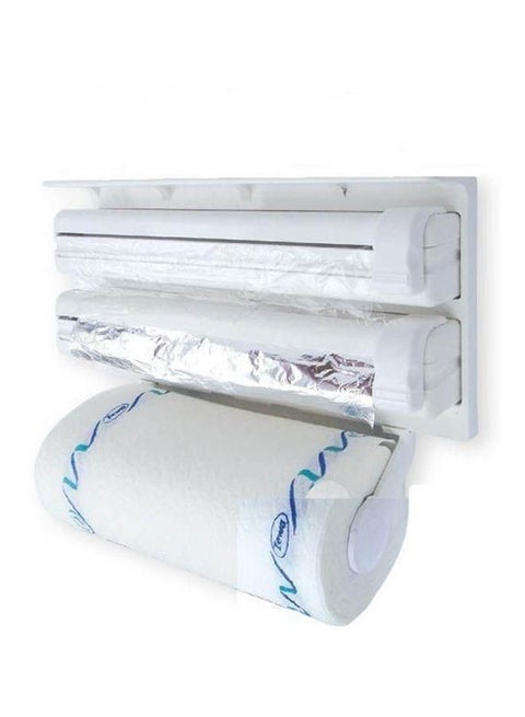 Triple Paper Dispenser ,Hitchenplastic Frame Comfortable Usecompact Designfor Paper Wipes And Aluminum Foils Made In Chinadimentions White