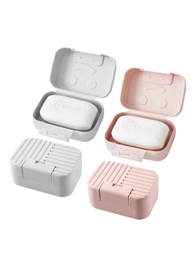 AIWANTO 4-Piece Soap Dish Travel Soap Box Containers Multicolour 10.5cm  - Image 3